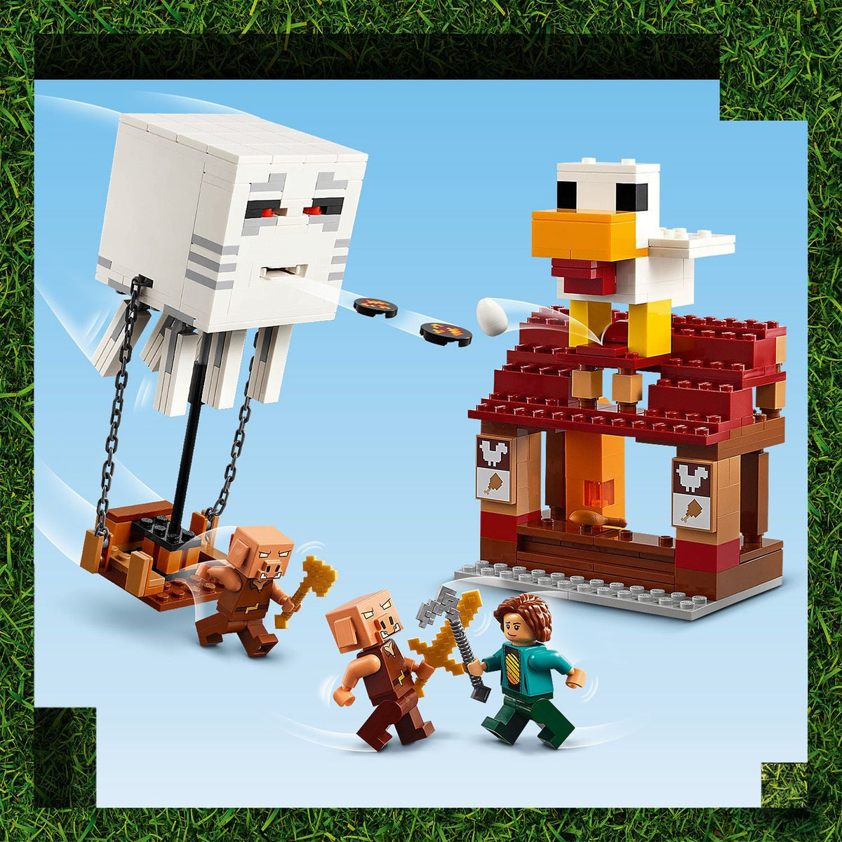 LEGO? Minecraft? The Ghast Balloon Village Attack