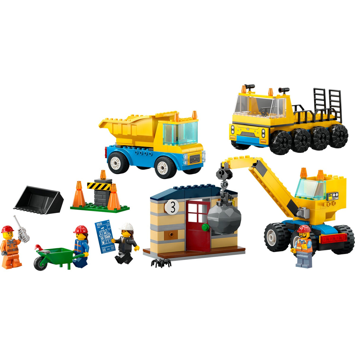 LEGO? City Construction Trucks and Wrecking Ball Crane