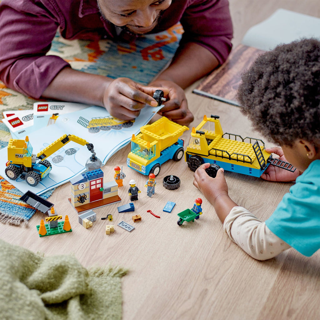 LEGO? City Construction Trucks and Wrecking Ball Crane