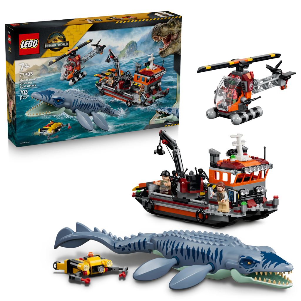 LEGO? Jurassic World Mosasaurus Dinosaur Boat Attack