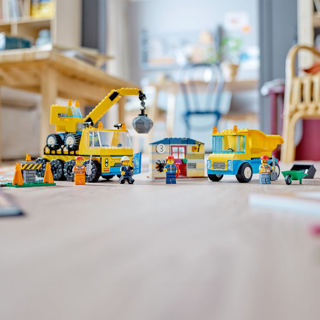 LEGO? City Construction Trucks and Wrecking Ball Crane
