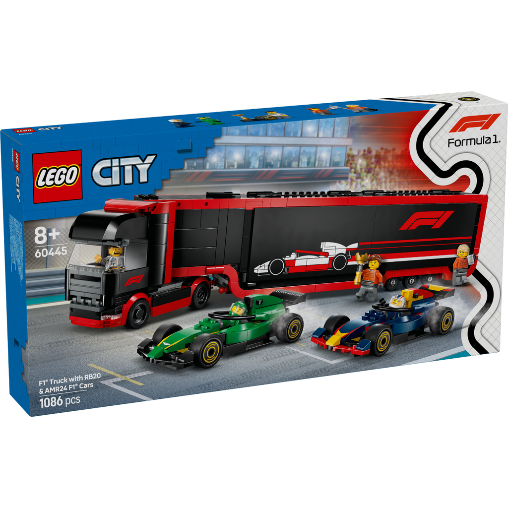LEGO? City F1? Truck with RB20 & AMR24 F1? Cars
