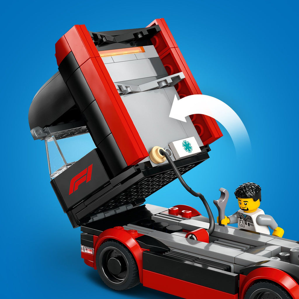 LEGO? City F1? Truck with RB20 & AMR24 F1? Cars