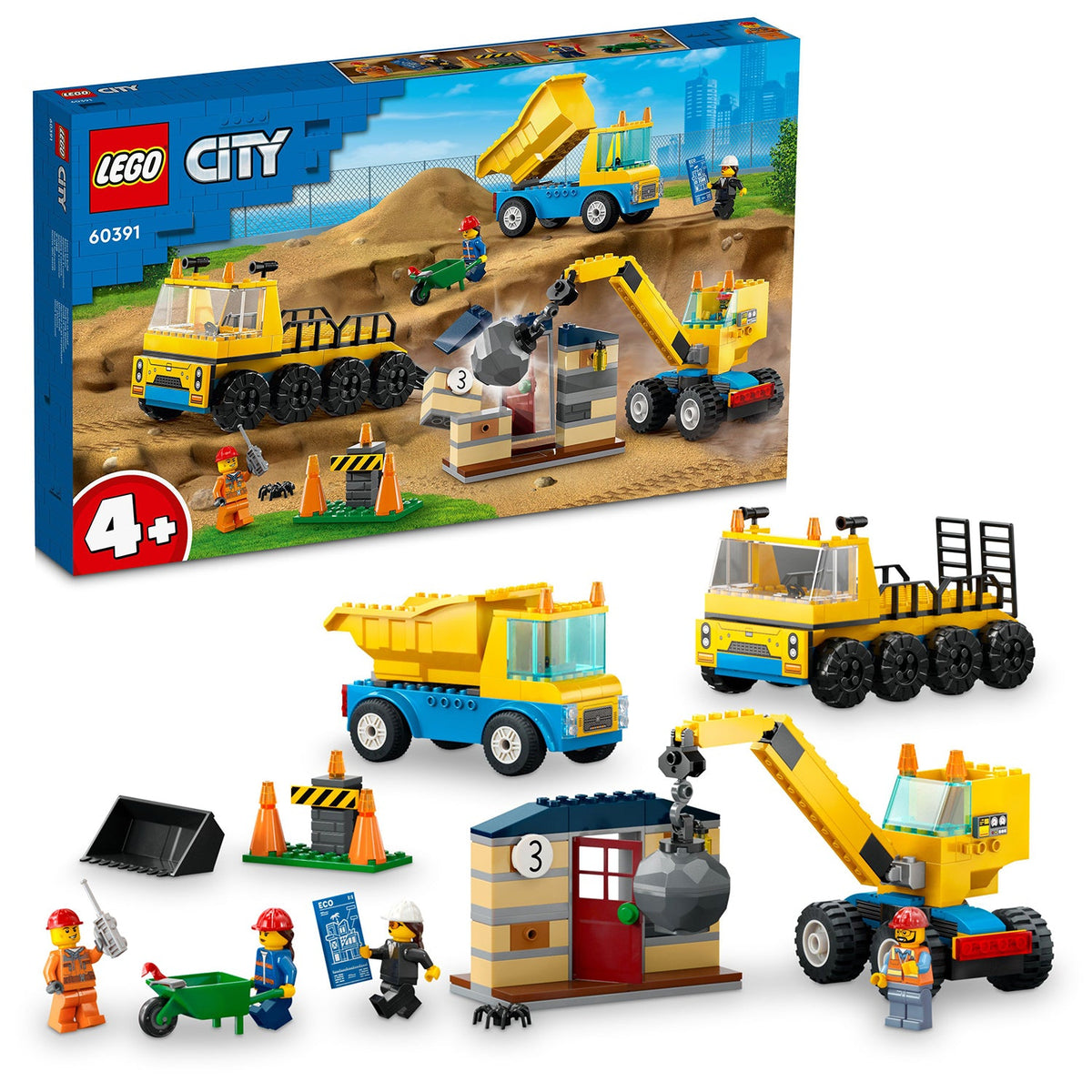 LEGO? City Construction Trucks and Wrecking Ball Crane